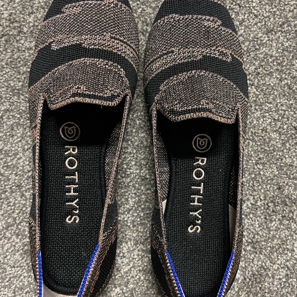 Rothy's Black Shimmer Loafer Size 7